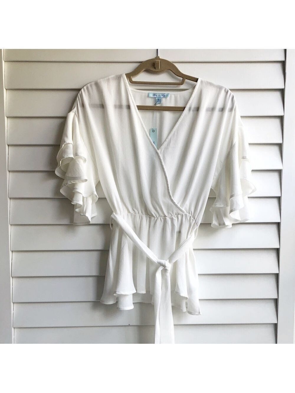 She + Sky Ruffle Wrap Top - Picture 3 of 9